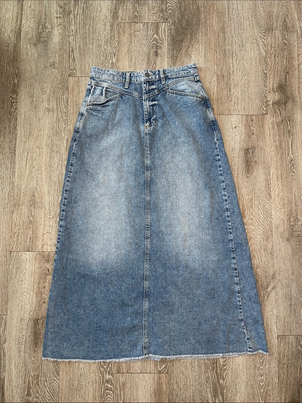 We The Free Come As You Are Denim Maxi Skirt Jean size 6 boho free people - Picture 2 of 7